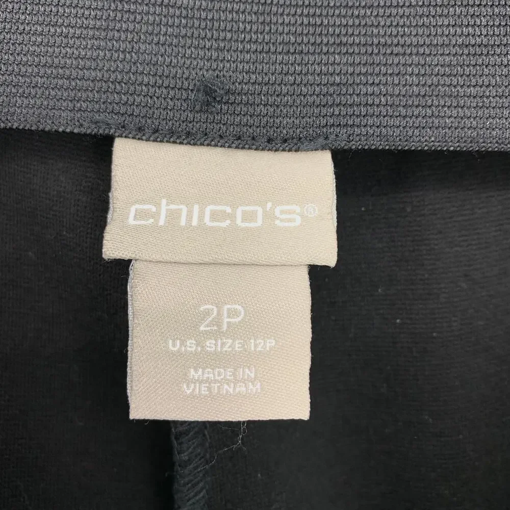 Chicos Straight Leg Ponte Dress Pants Womens Size 2P US 12P Black Pull On - Picture 5 of 6